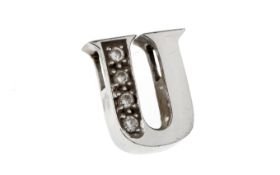 Anhaenger "U" 1.65g 585/- Weissgold mit 4 Diamanten zus. ca. 0.06 ct.