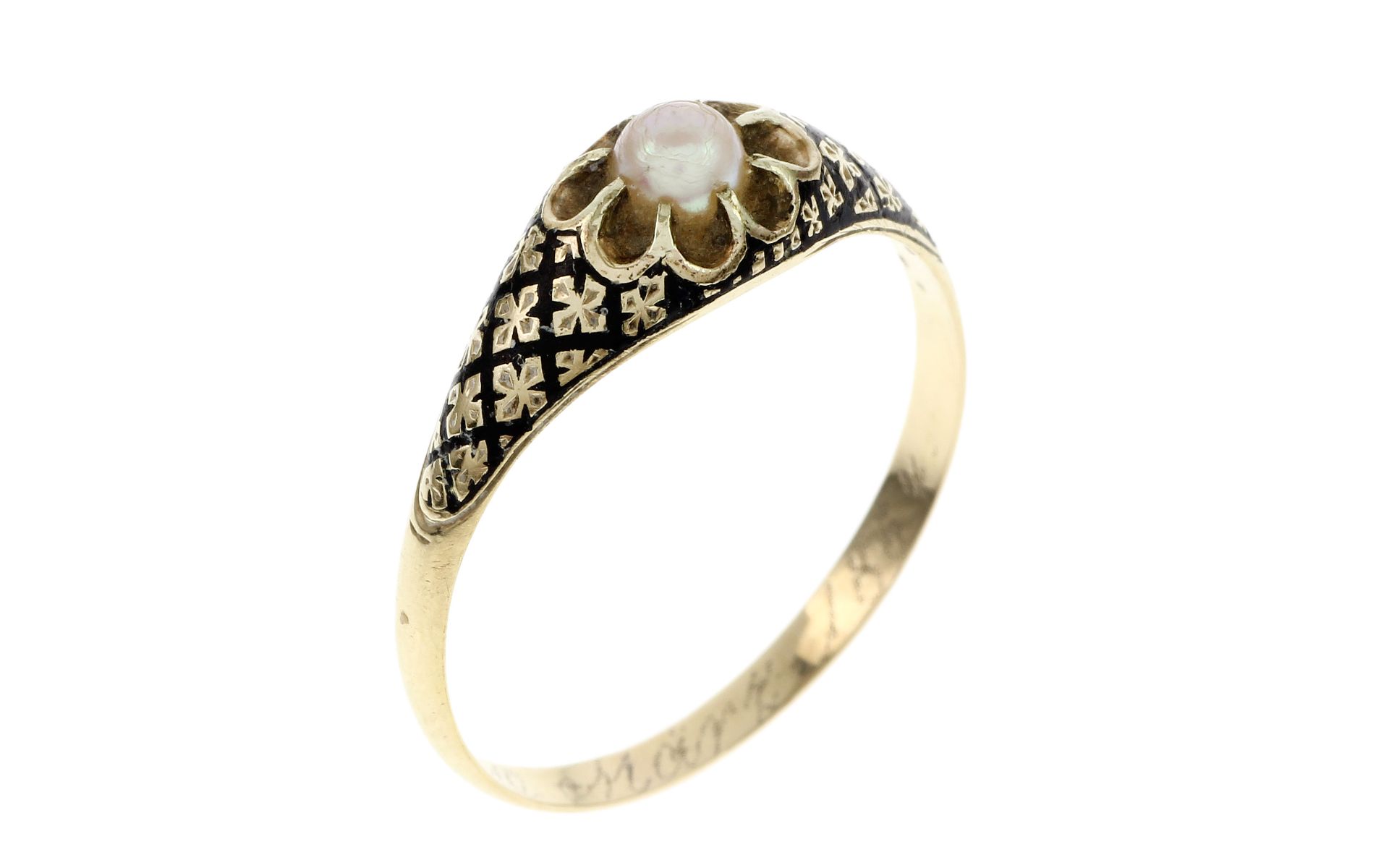 Ring 2.26g 585/- Gelbgold mit Perle. Ringgroesse ca. 61