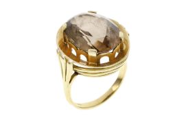 Ring 7.78g 750/- Gelbgold mit Rauchquarz. Ringgroesse ca. 51