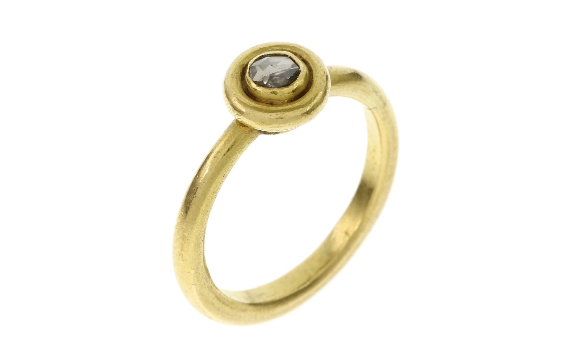 Ring 6.21g 916/- Gelbgold mit Diamant ca. 0.20 ct. im Rosenschliff. Ringgroesse ca. 54