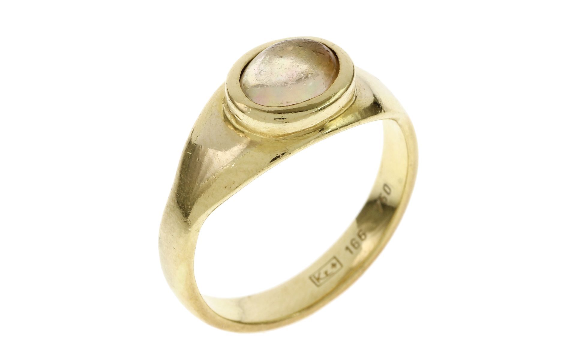 Ring 4.94g 750/- Gelbgold mit Opal. Ringgroesse ca. 56