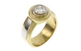Ring 17.55g 750/- Gelbgold und Weissgold mit Diamant ca. 1.10 ct. E/si3. Ringgroesse ca. 60