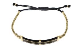 Stoffarmband mit Goldteilen 8.14g 585/- Gelbgold