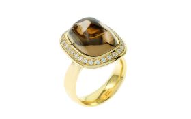 Ring mit Diamanten und Rauchquarz