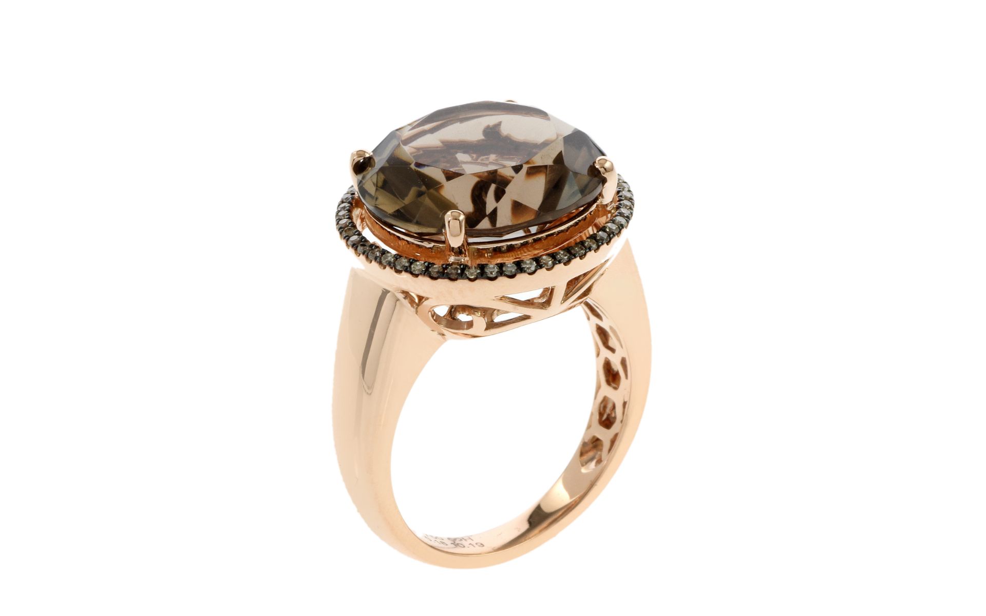 Ring mit Diamanten und Rauchquarz 