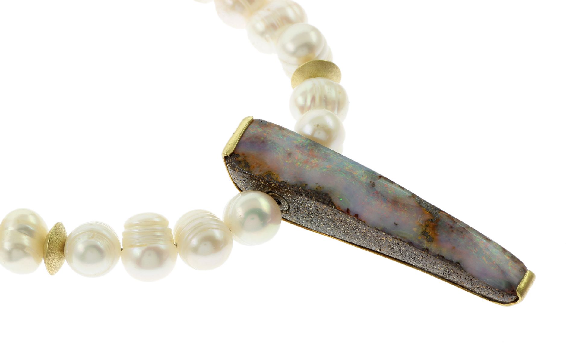 Suesswasser-Zuchtperlen-Collier mit Boulder-Opal - Bild 3 aus 3