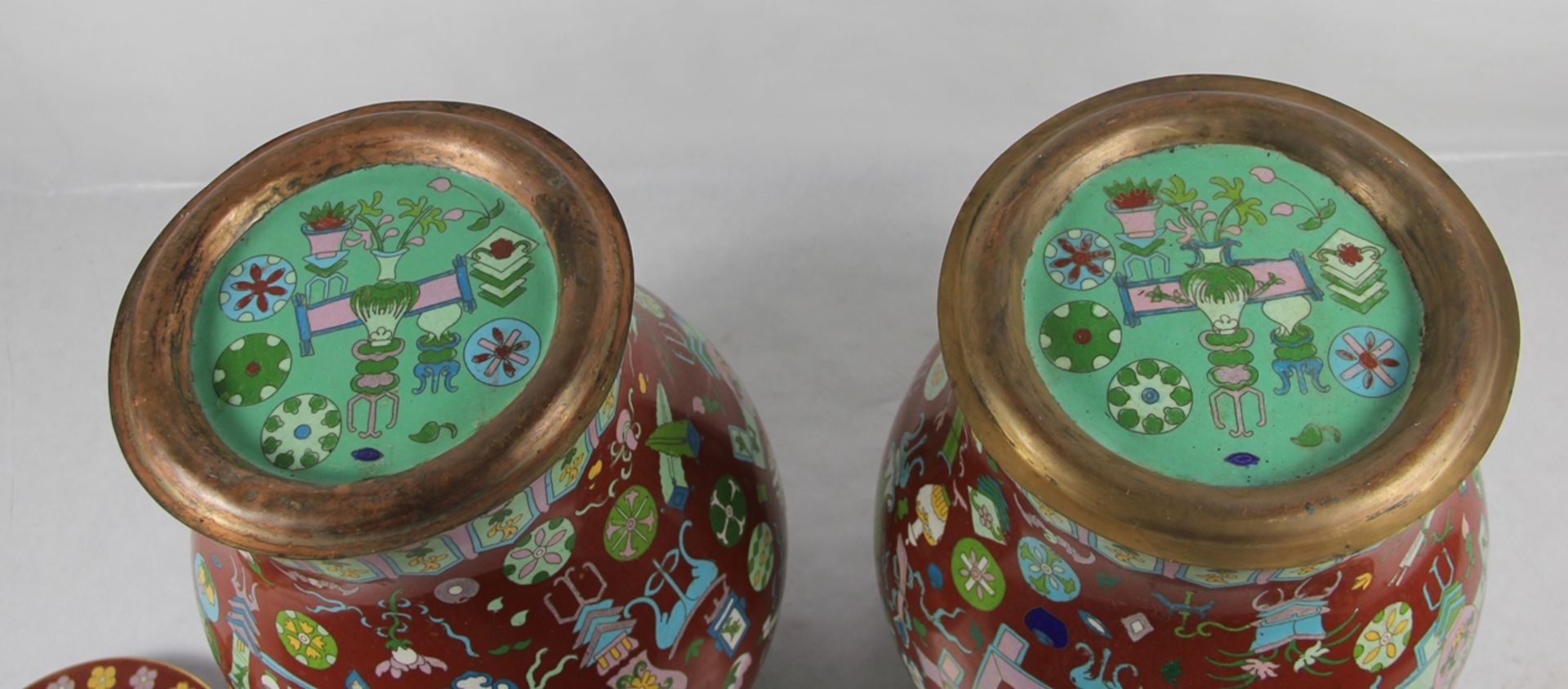 Paar Cloisonné-Vasen - Bild 3 aus 3
