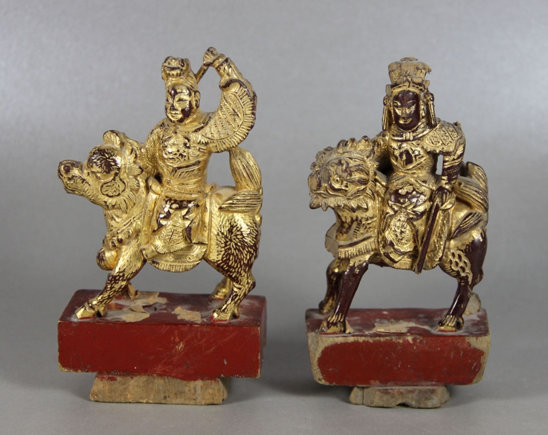 Paar chinesische Reiterskulpturen