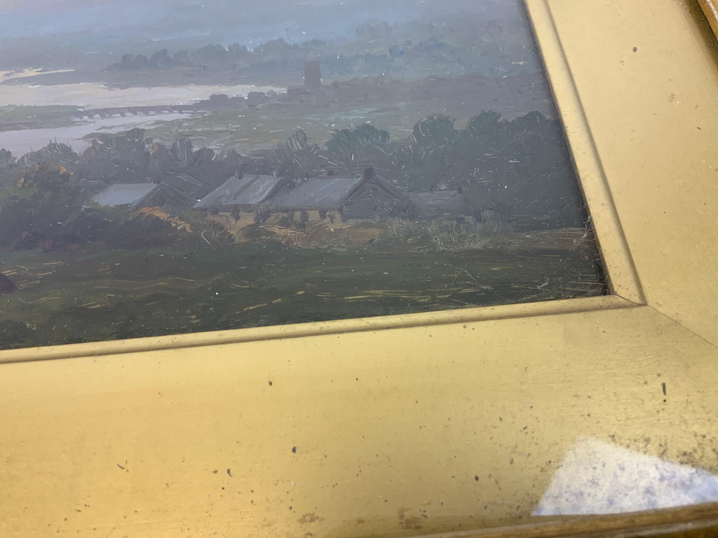 Gilt Frame Oil on Board - View over the River Taw from Sticklepath - Unknown Artist - Visible - Image 2 of 3