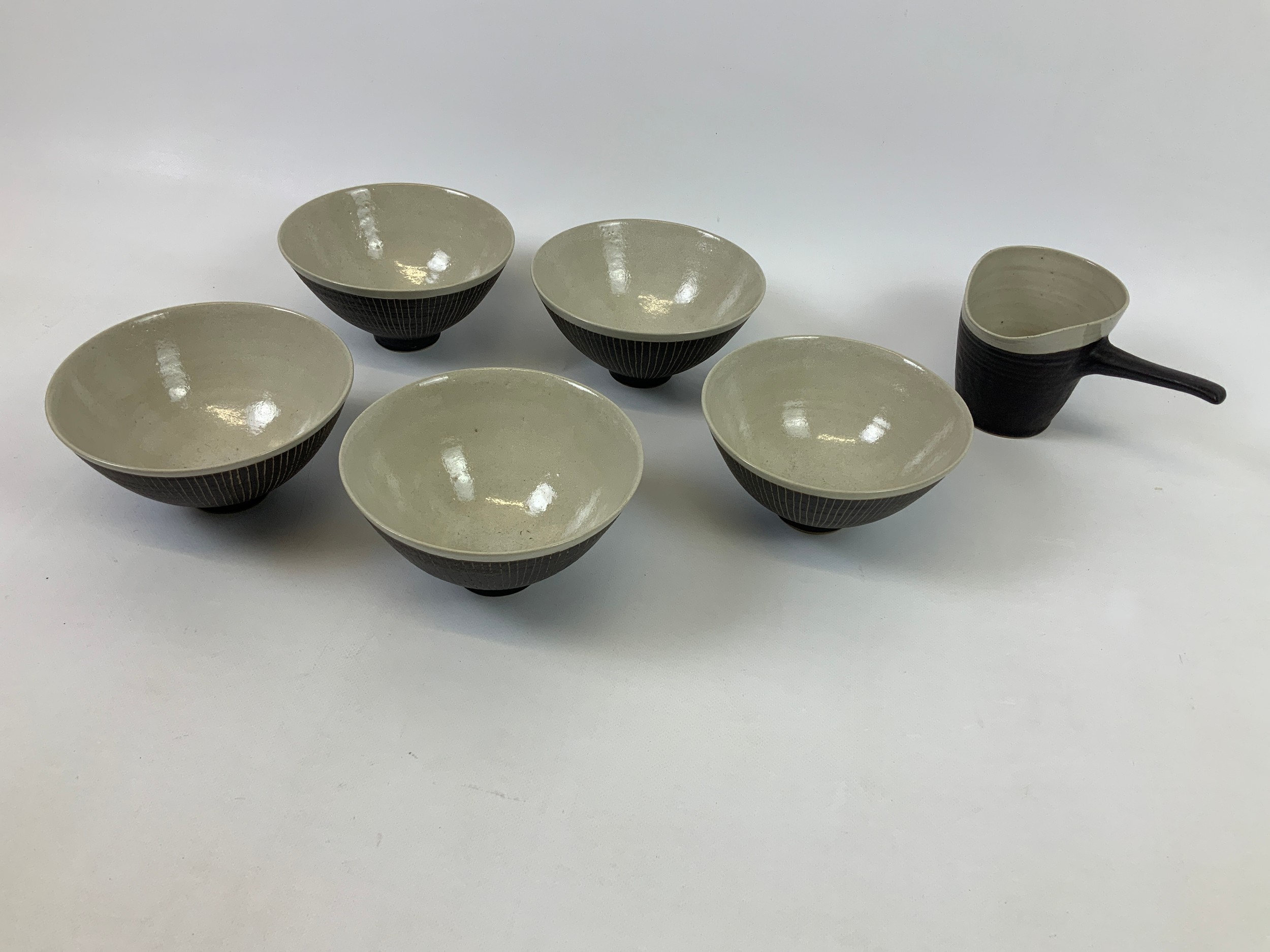 5x Studio Pottery Bowls and Jug - Lucie Rie and Hans Coper