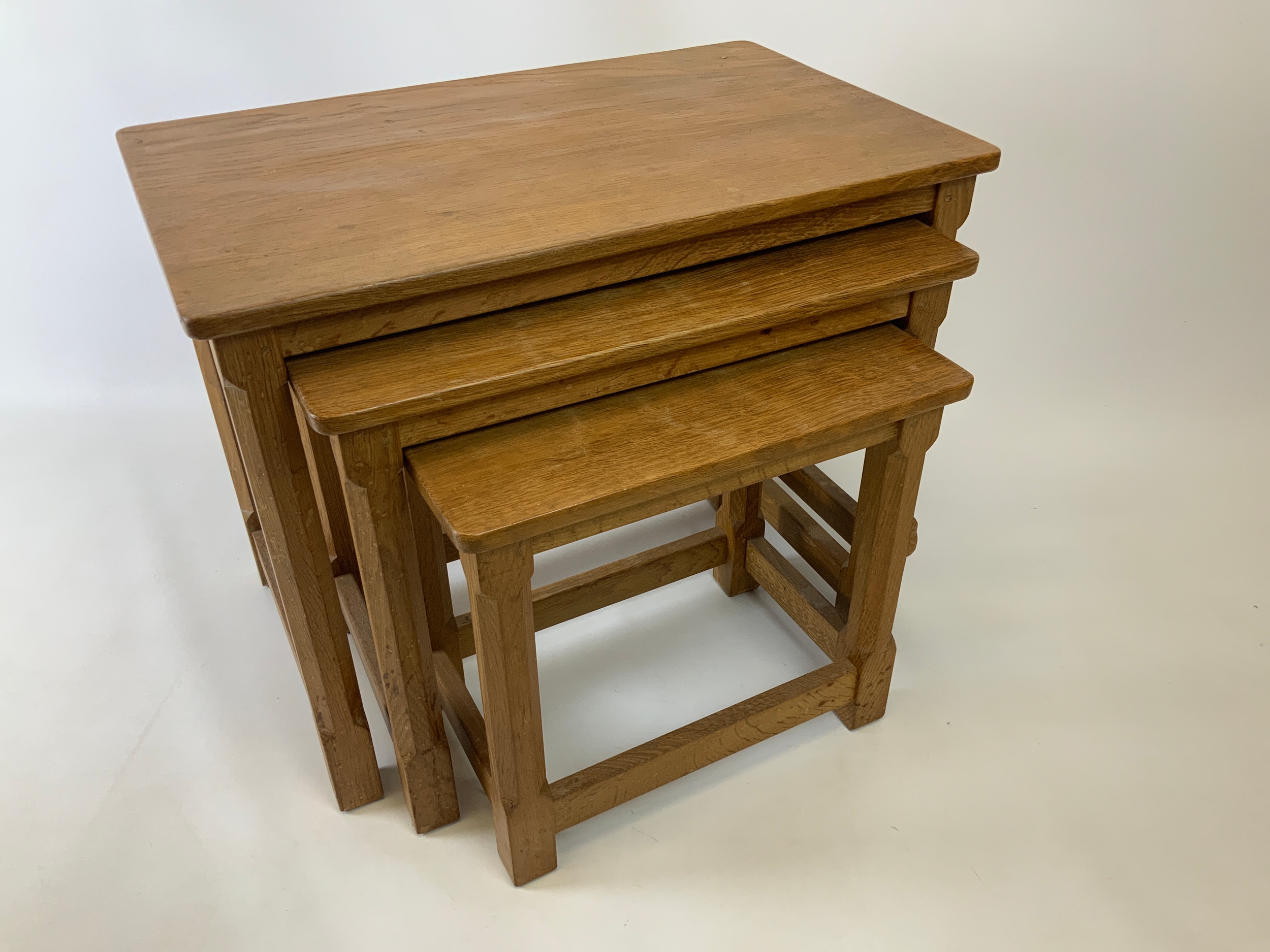 Robert "Mouseman" Thompson Nest of Oak Tables