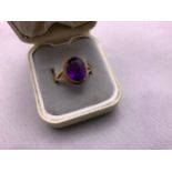 9ct Gold Amethyst Ring - Size L