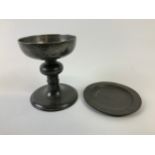 Scottish Pewter Chalice and Patten c1680 - Unmarked 110mm High