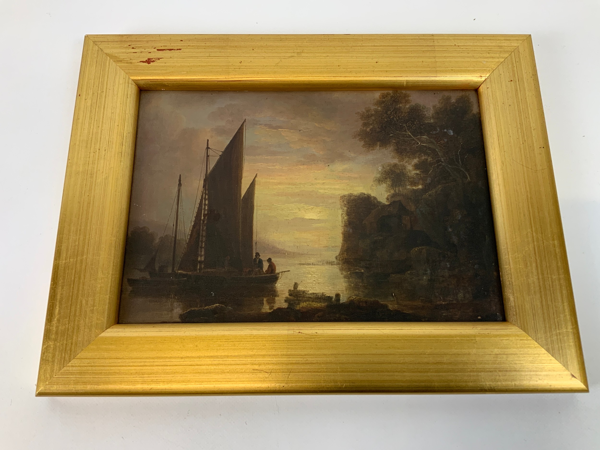 Framed Oil on Board - View on the River Taw North Devon by John Wallace Tucker – 1808-1868 -