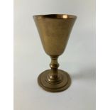 18th Century Travelling Bronze Holly Communion Cup - The Cup Folds are Inverted and Screwed to