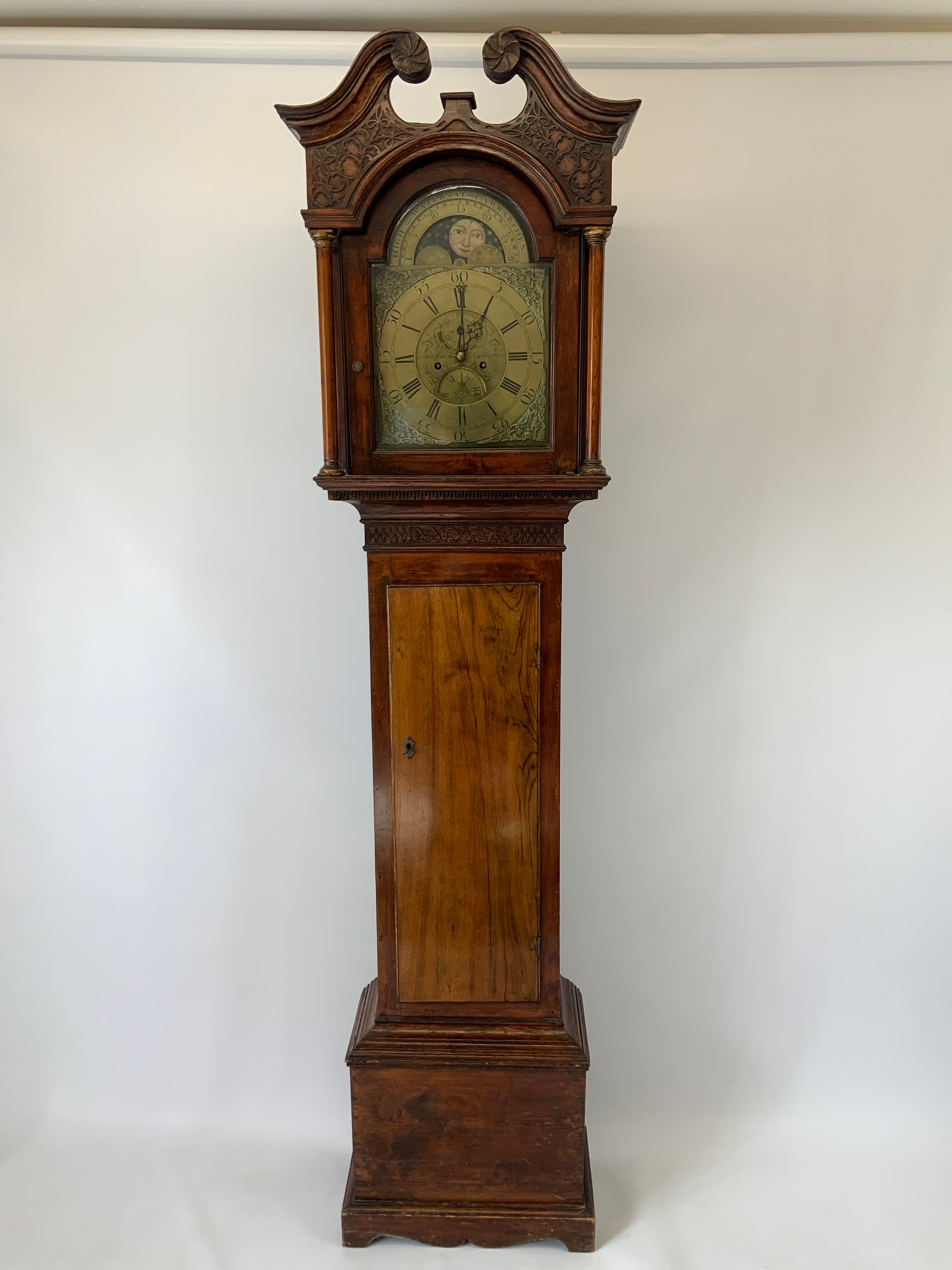 Brass Faced Longcase Clock - David Matthews, Carmarthen - High Water at Carmarthen