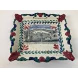 Polychrome Sunderland Ware Wall Plaque - Decorated with a View of the Cast Iron Bridge Built by R