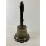 Bronze 19th Century hand Bell Inscribed Frank Amos Dealer Southampton - 310 mm High