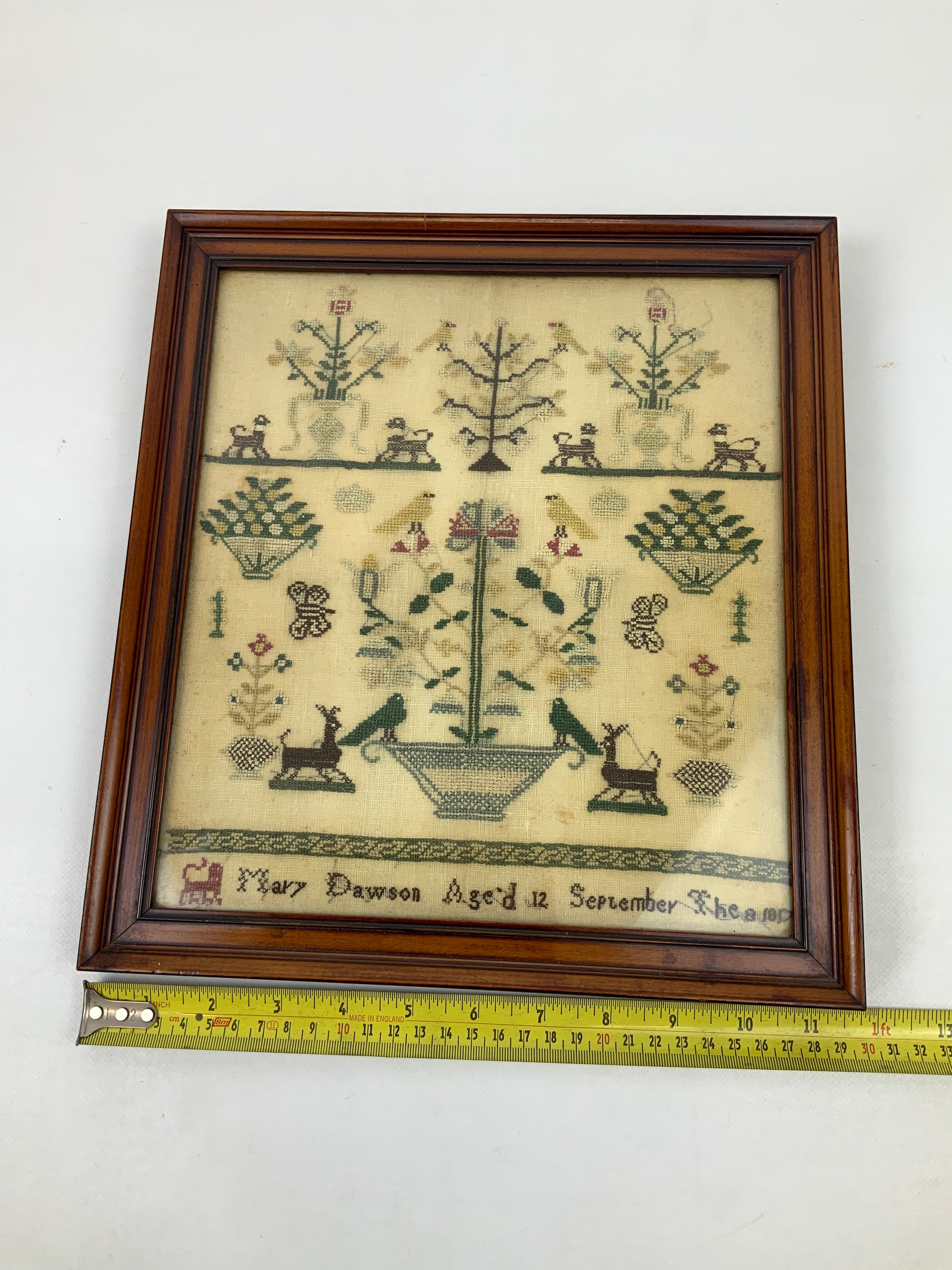 Framed Embroidery Sampler - Dated 1857