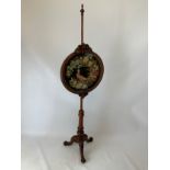 Victorian Mahogany Adjustable Pole Fire Screen