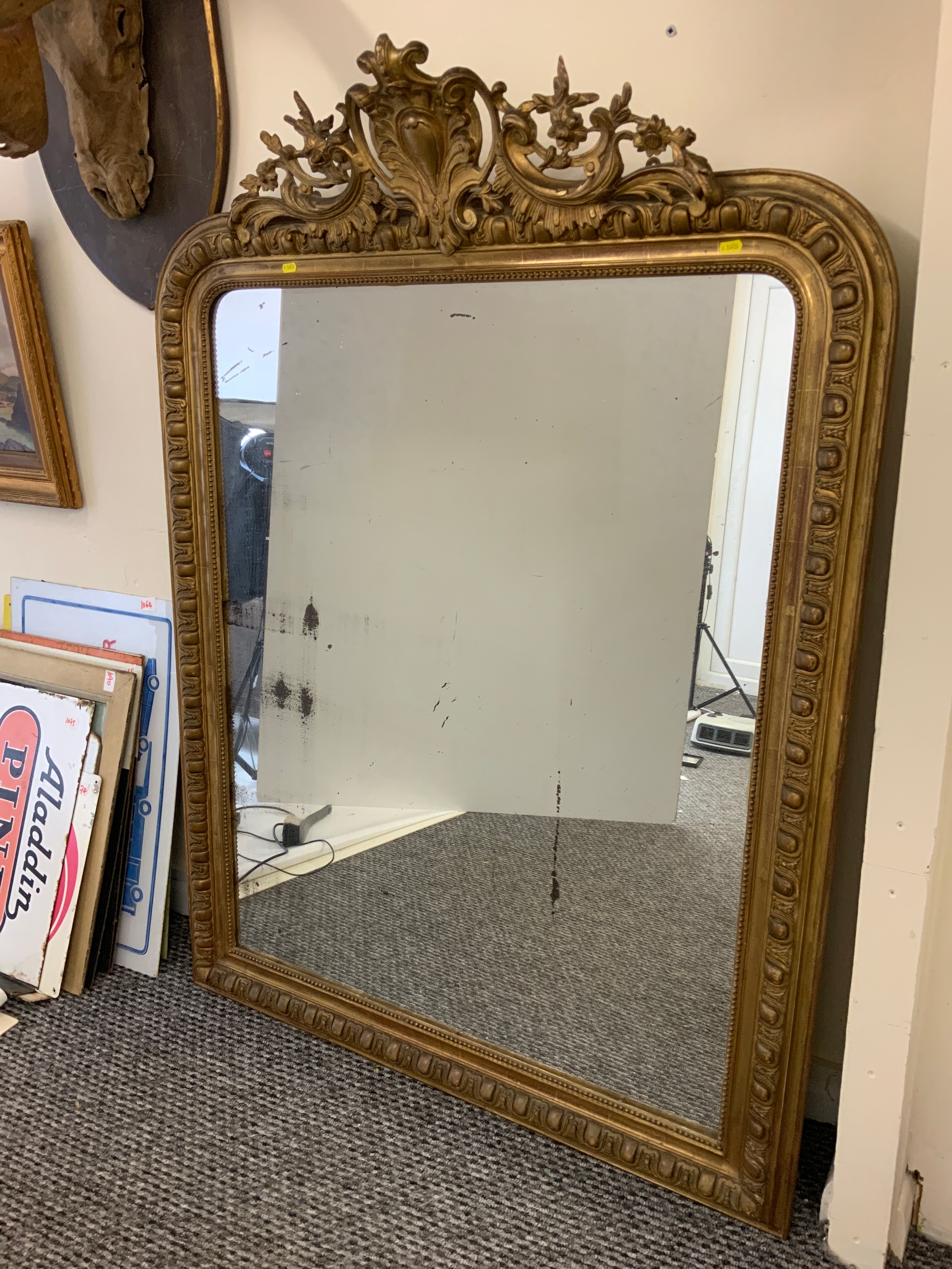 Victorian Gilt Framed Overmantel Mirror - 107cm x 147cm