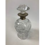 Silver Collared Cut Glass Decanter - 21cm H