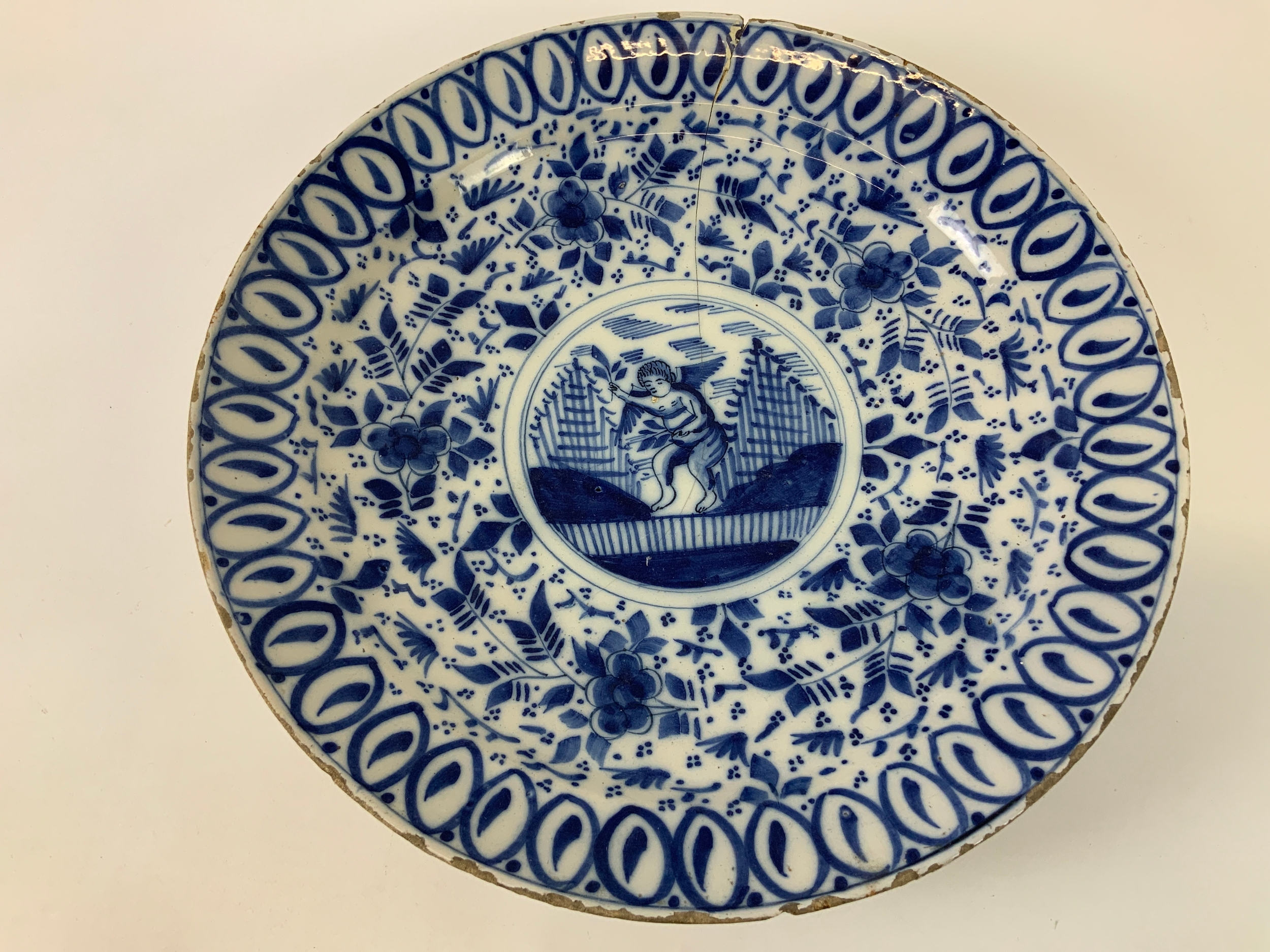 Chinese Blue and White Charger - Damages - 34cm