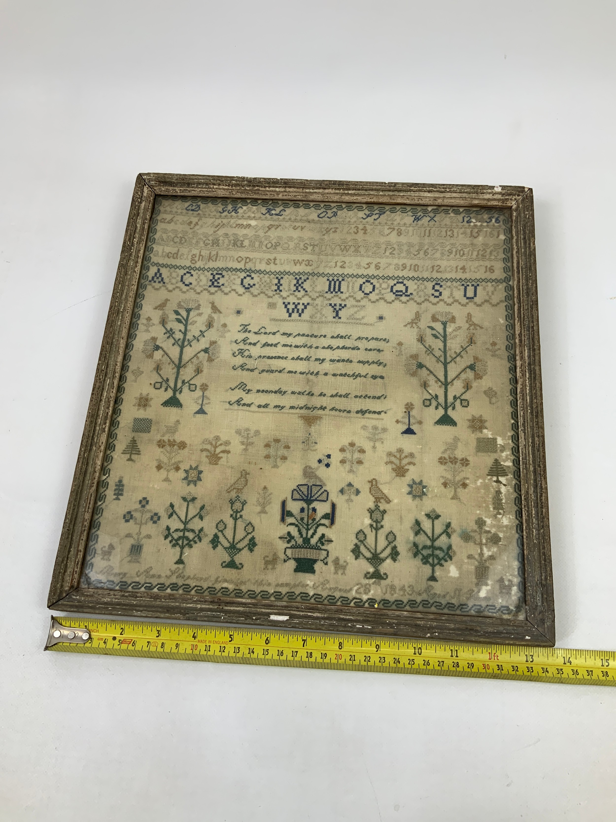 Framed Embroidery Sampler - Dated 1843