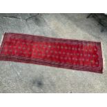 Patterned Rug - Red Ground - 295cm x 88cm