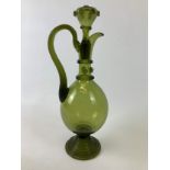 Arts and Crafts Green Glass Decanter