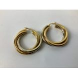 Pair of Large 18ct Hoop Earrings - 10.7gms