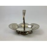 Silver Filigree Dish with Swing Handle - Chester 1900 - 25cm - John Banks