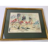 James Gillray Hand Coloured Print - St. George’s Volunteers Charging Down Bond Street -