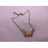 9ct Gold Butterfly Necklace - 5gms