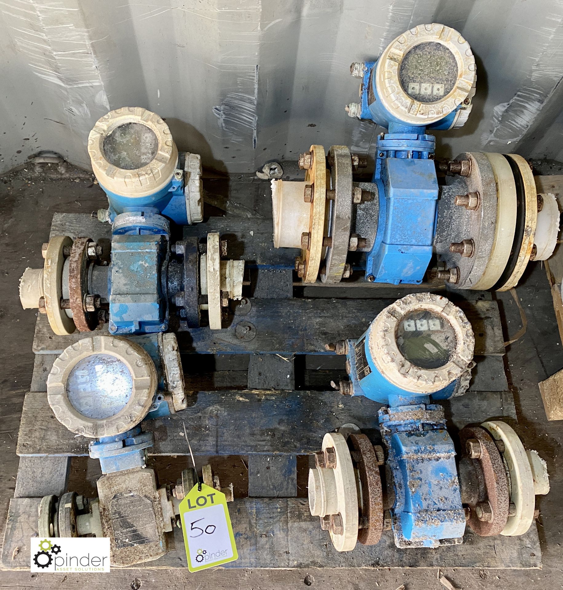 4 various Endress & Hauser Flow Meters, with valves (container 2) (please note there is a lift out