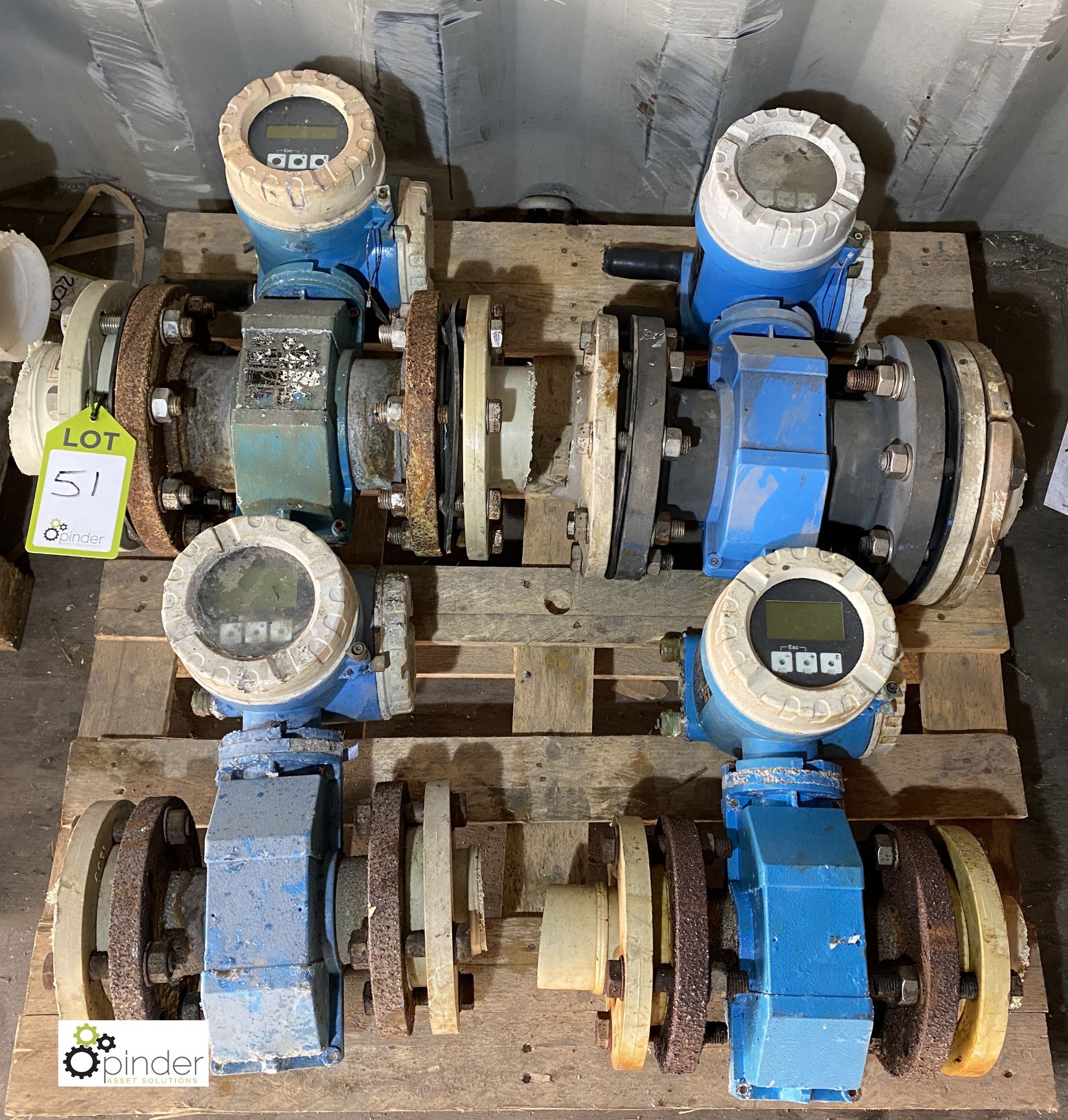 4 various Endress & Hauser Flow Meters, with valves (container 2) (please note there is a lift out