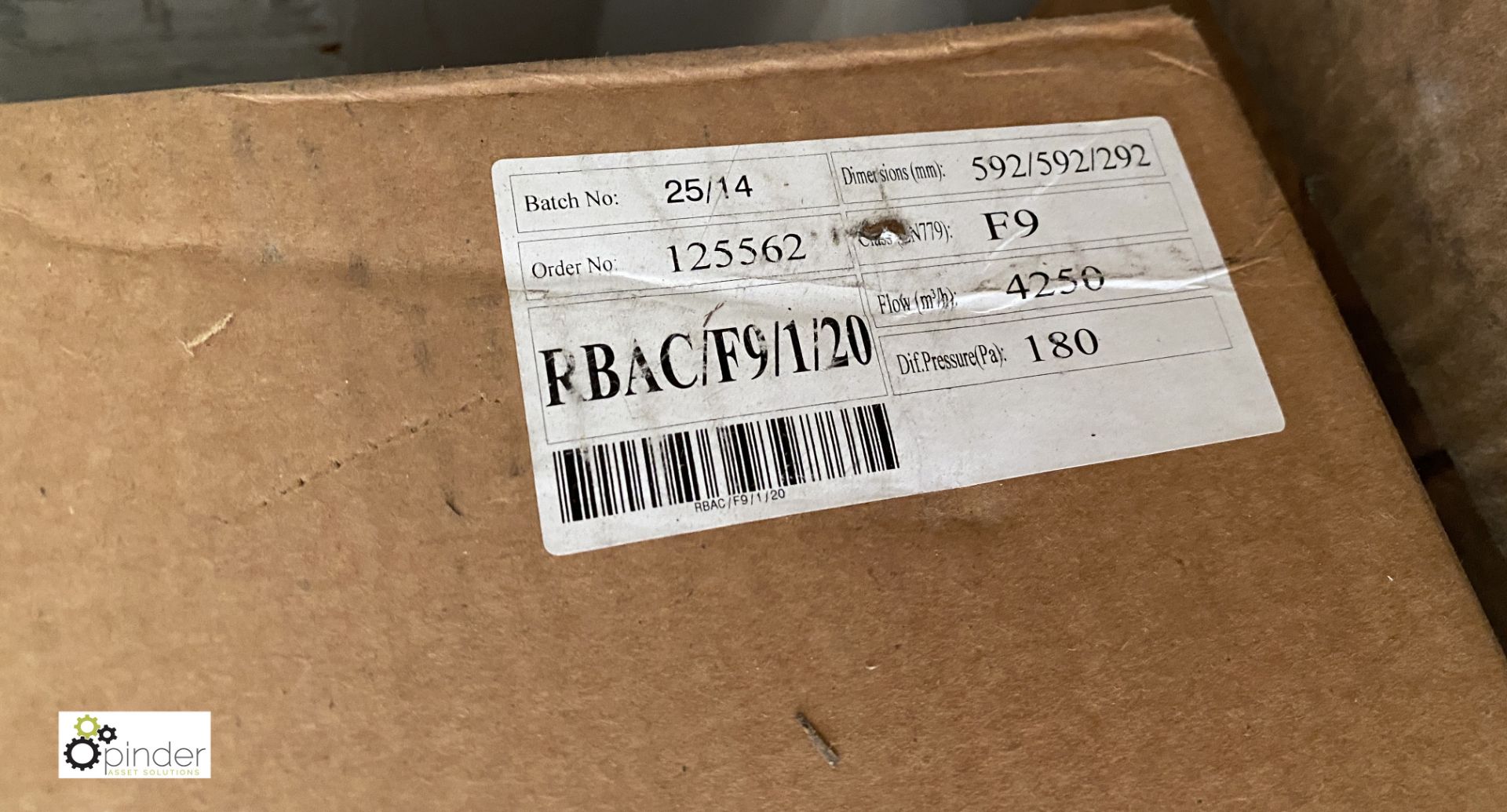 3 boxes RBAC/F9/1/20 Filters, 4250m³/h, dif pressure 180, size 592mm x 592mm x 292mm (container - Image 3 of 3
