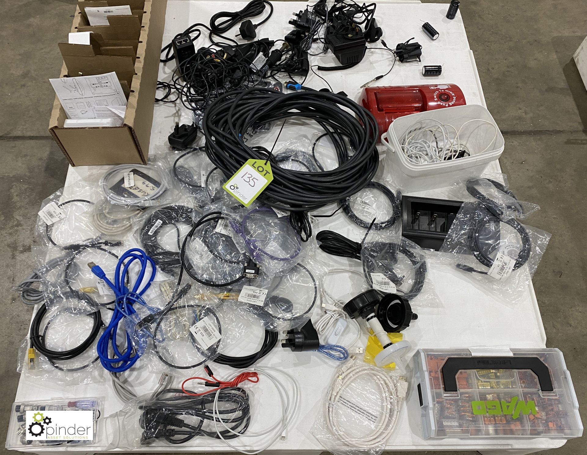 Quantity various Power and Network Cables, Connector Blocks, etc, (please note pallet is NOT