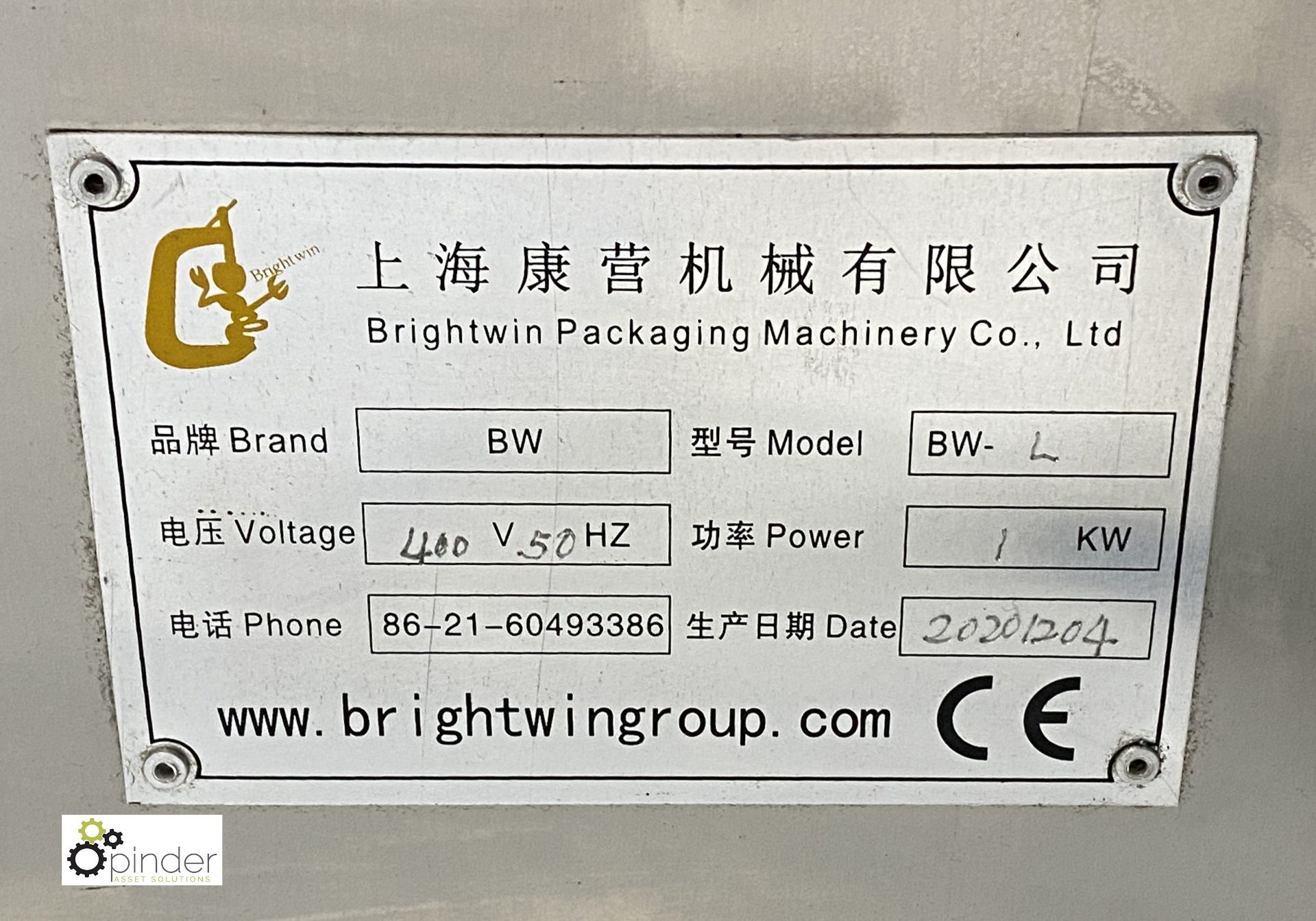 Brightwin Packaging Machinery Co Ltd BWL stainless steel Labeller for use applying labels to - Image 3 of 9