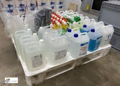 Quantity Cleaning Fluids including hand soap, hand sanitizer, wipes, Harpic bleach, etc, (please