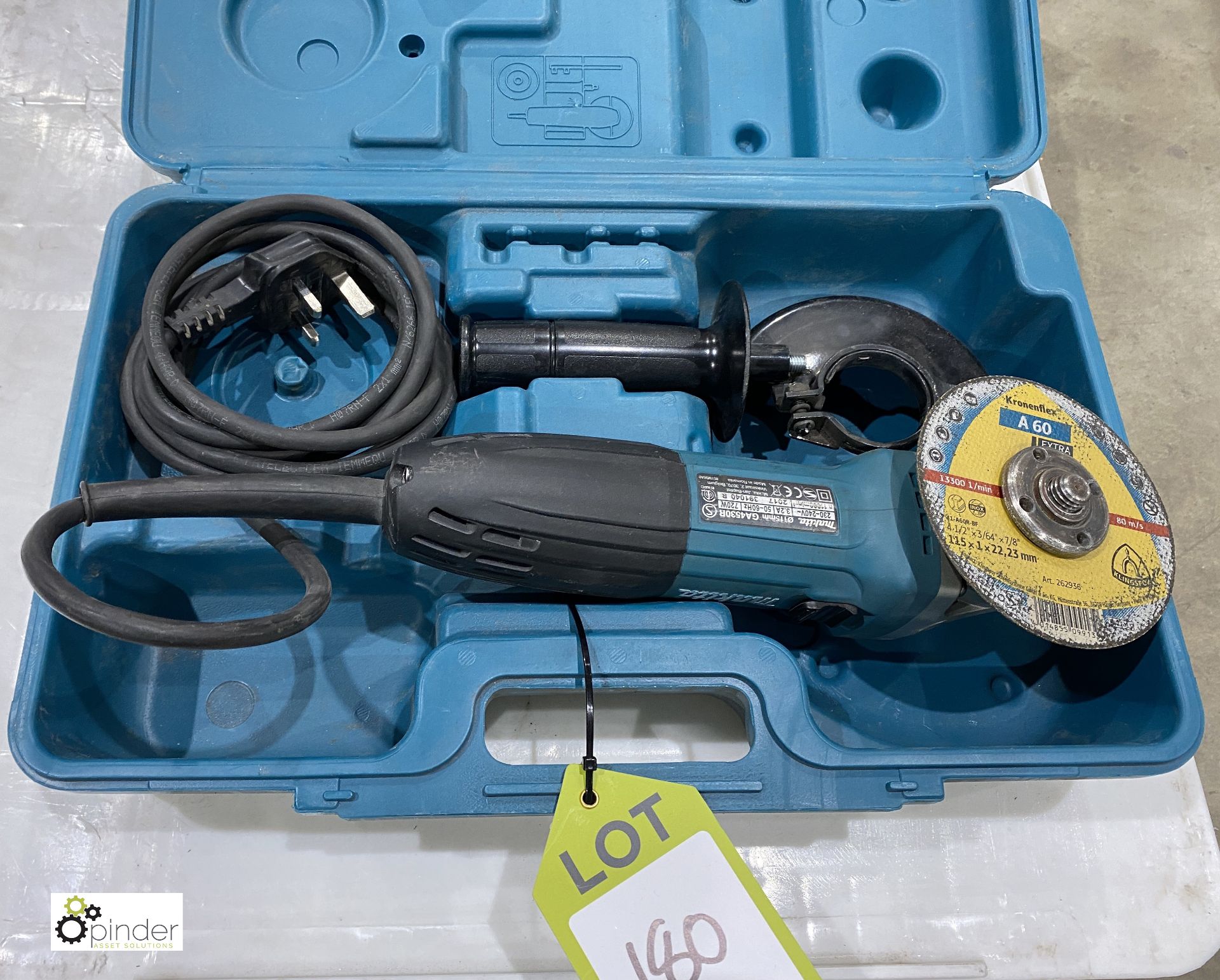 Makita GA4530R Angle Grinder, 240volts, with case - Image 2 of 3