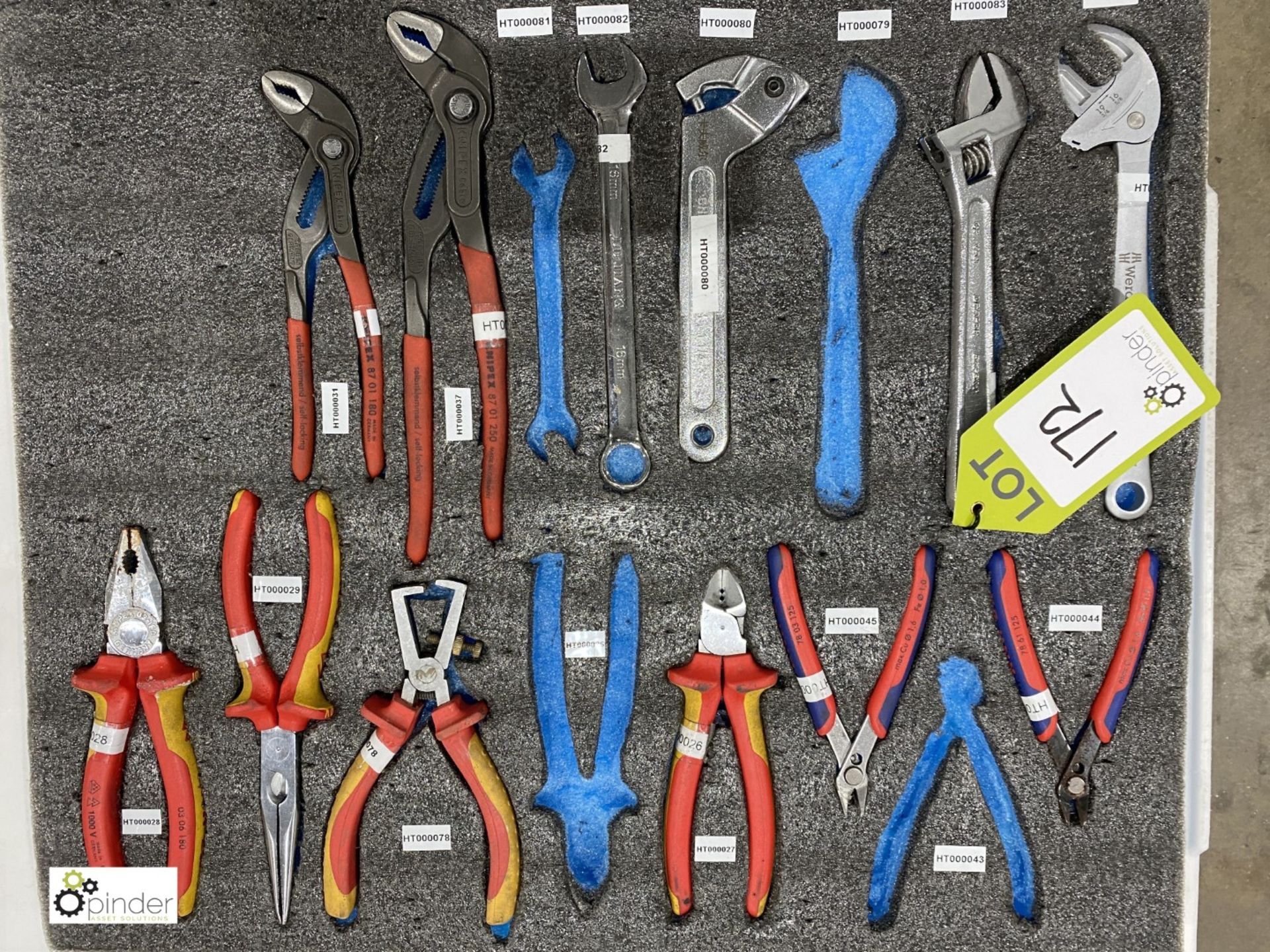 6 various Cable Snips, 2 Pipe Wrenches and 3 Spanners