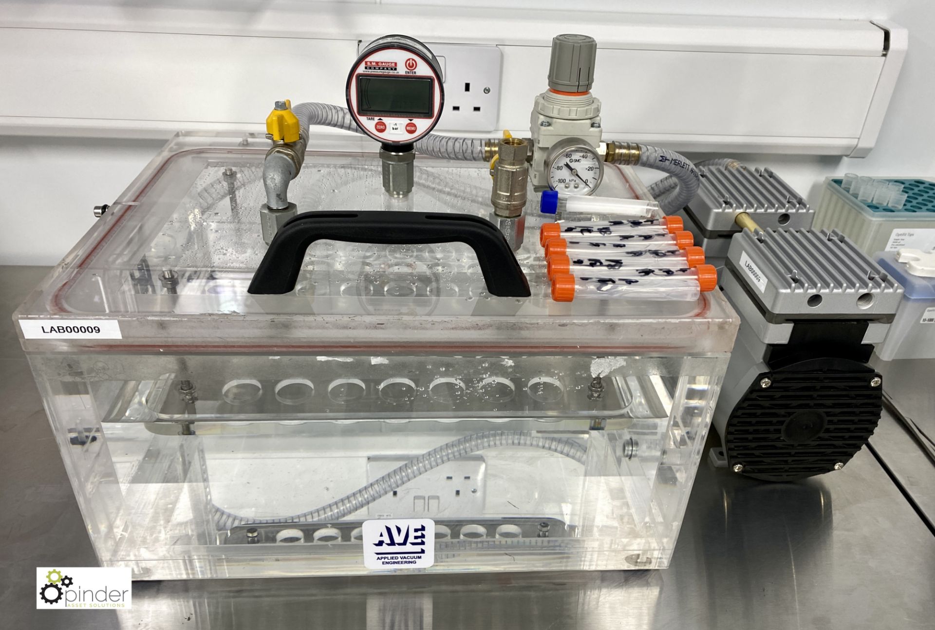 Perspex Vacuum Pressure Test Tank, with DVP ZA60S 9210006 vacuum pump