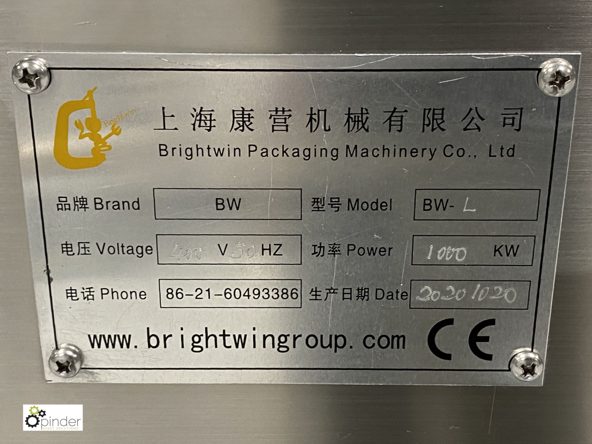 Brightwin Packaging Machinery Co Ltd BWL stainless steel Labeller for use applying labels to - Image 3 of 10