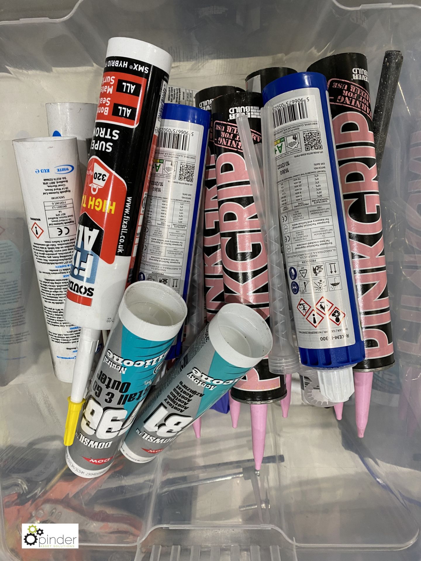 Quantity various Silicone Sealant, Sealant Guns, plastic Pipe Fittings, etc, (please note pallet - Image 2 of 7