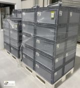 48 Auer plastic Stackable Bins, 600mm x 395mm x 305mm deep, with quantity lids