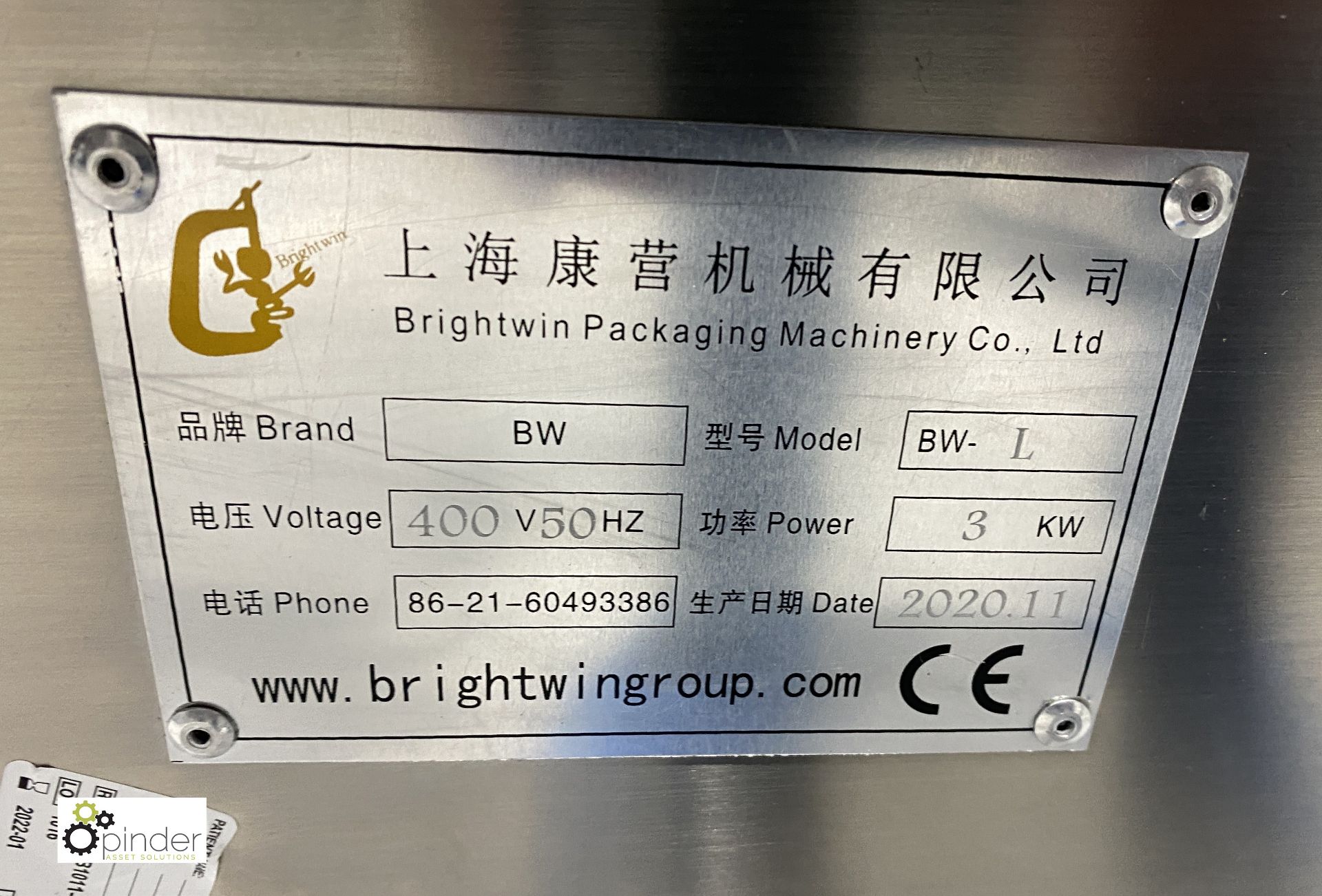 Brightwin Packaging Machinery Co Ltd BWL stainless steel Labeller for use applying labels to - Image 5 of 13