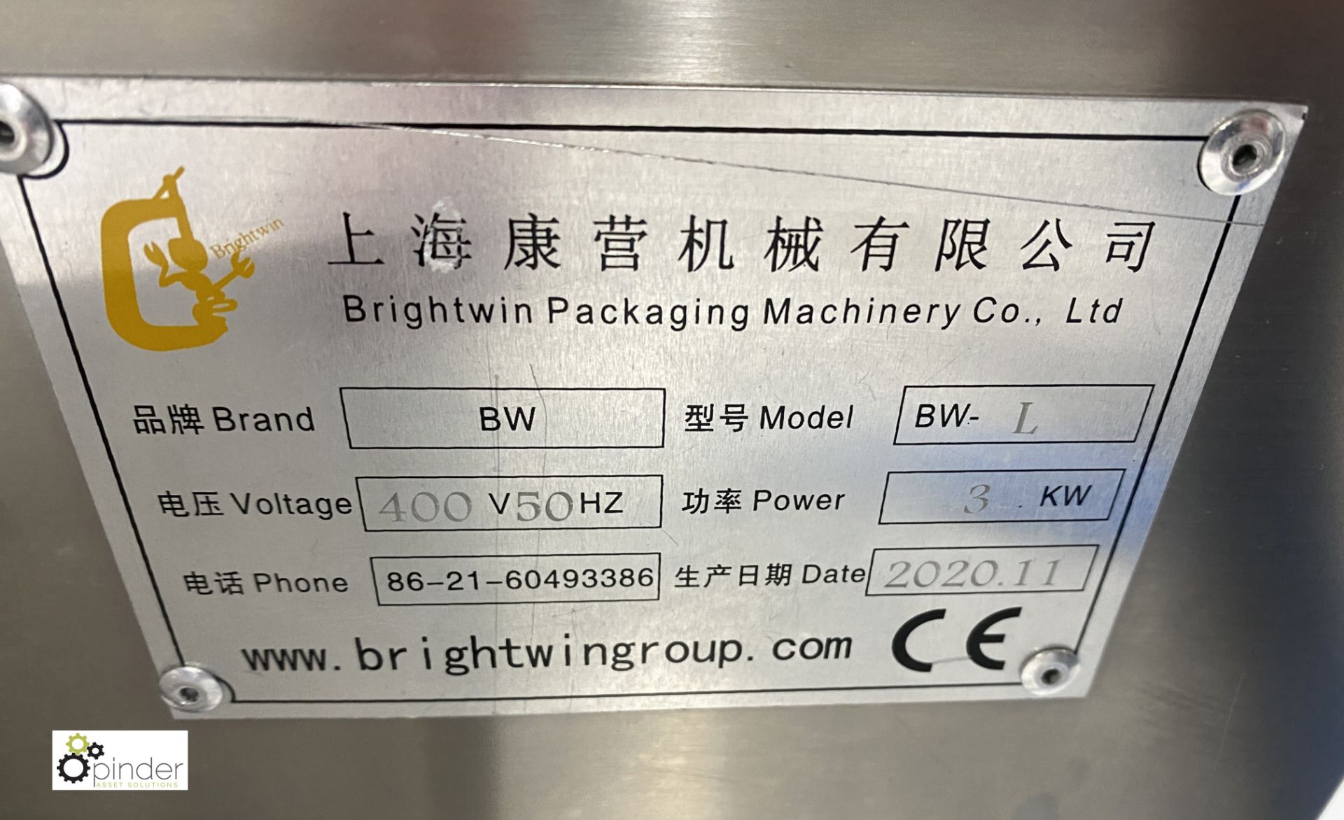 Brightwin Packaging Machinery Co Ltd BWL stainless steel Labeller for use applying labels to - Image 5 of 13