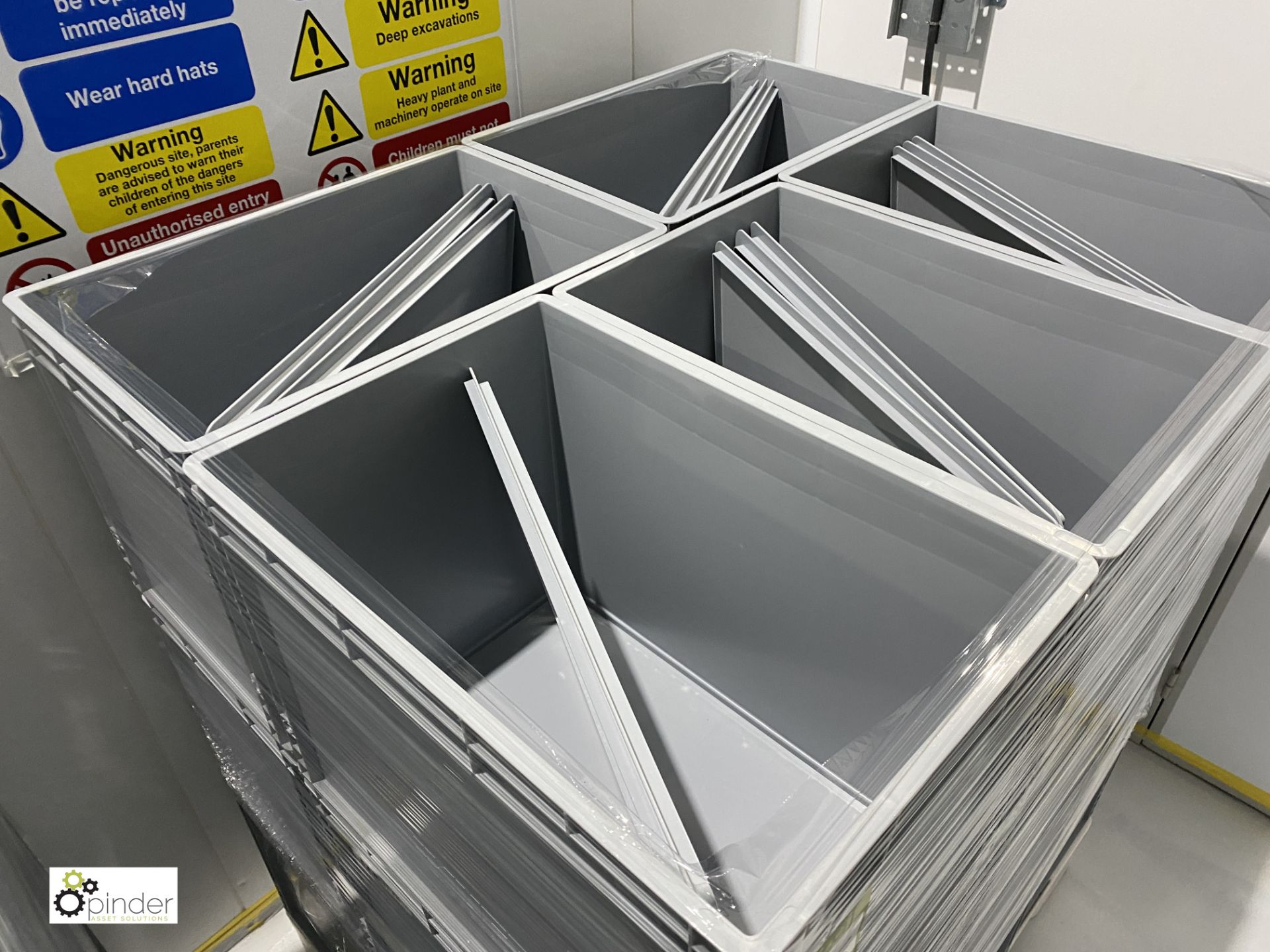 35 Auer plastic Stackable Bins, 600mm x 395mm x 405mm deep, with quantity lids - Image 3 of 5