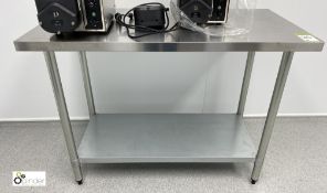 Stainless steel Table, 1200mm x 600mm x 900mm high, with undershelf